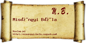 Misángyi Béla névjegykártya